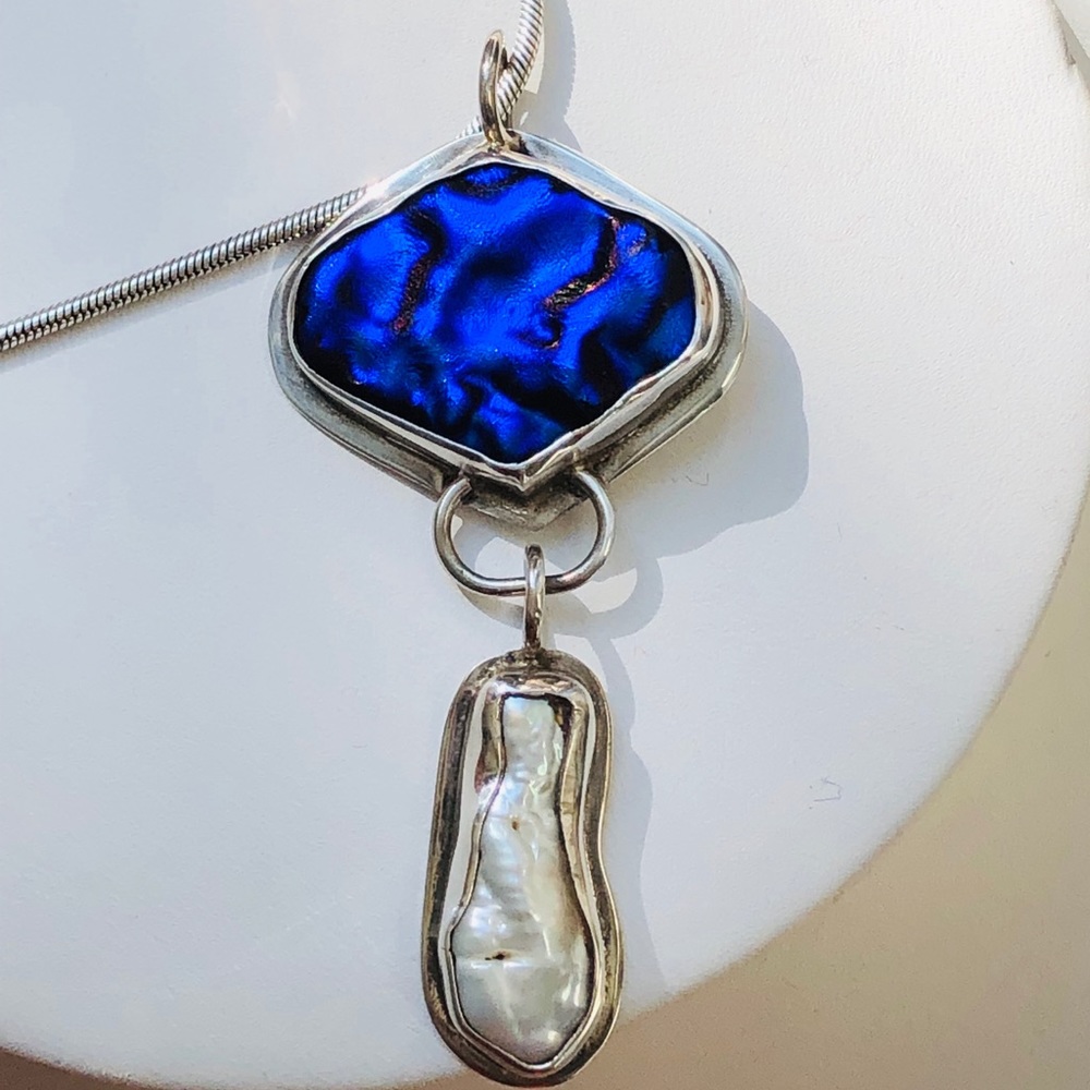 Handcrafted dichroic glass, necklace